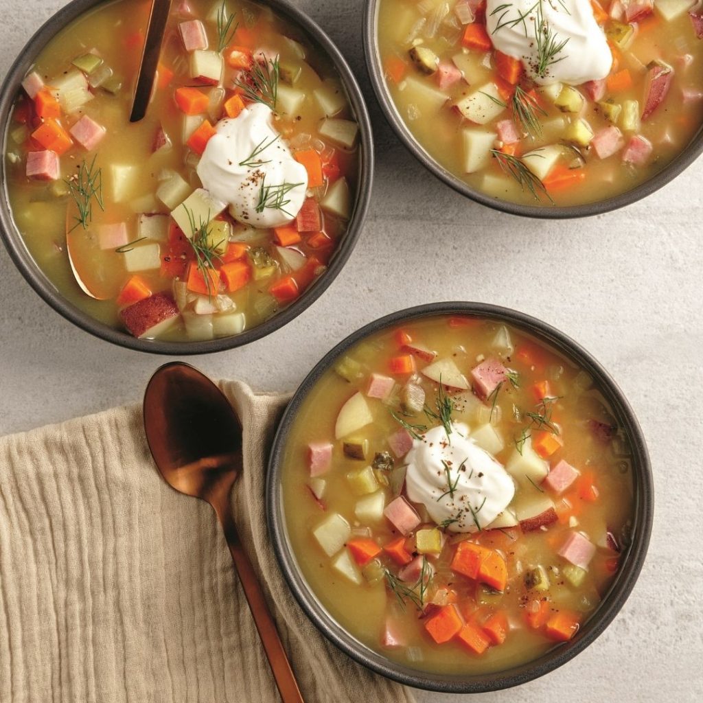 Soupe au jambon et cornichons