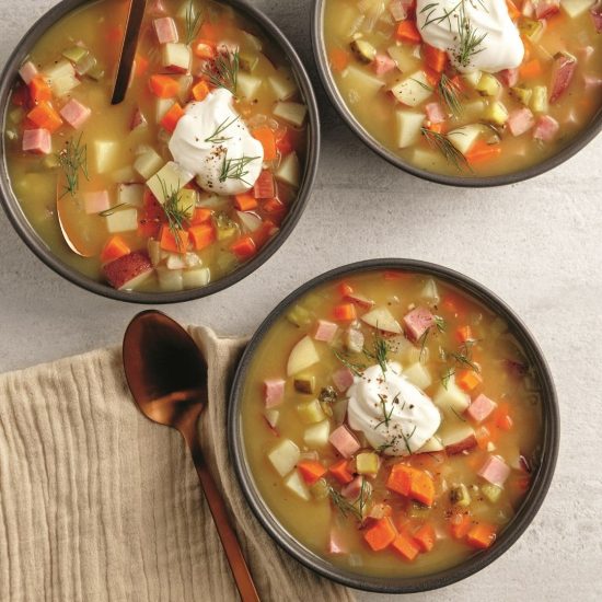 Soupe au jambon et cornichons