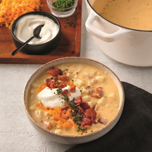 Chaudrée de pommes de terre au cheddar et bacon