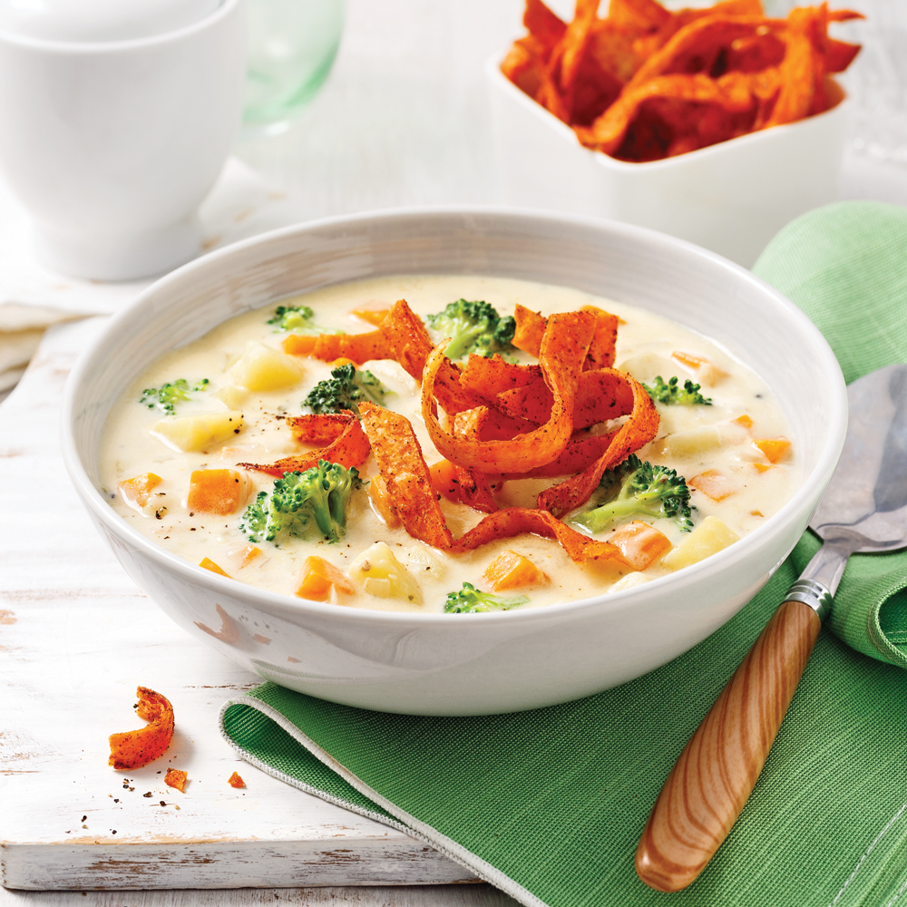 Chaudrée crémeuse aux légumes et cheddar