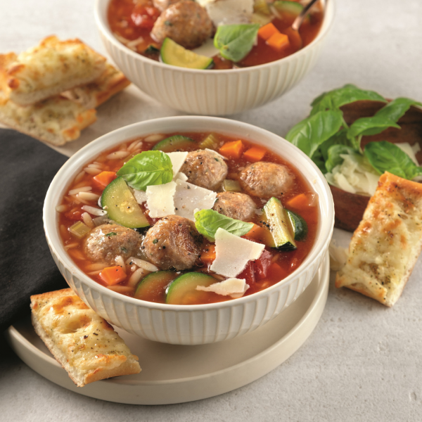 Soupe italienne aux boulettes et orzo