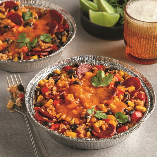 Barquettes de riz tex-mex au chorizo sur le BBQ