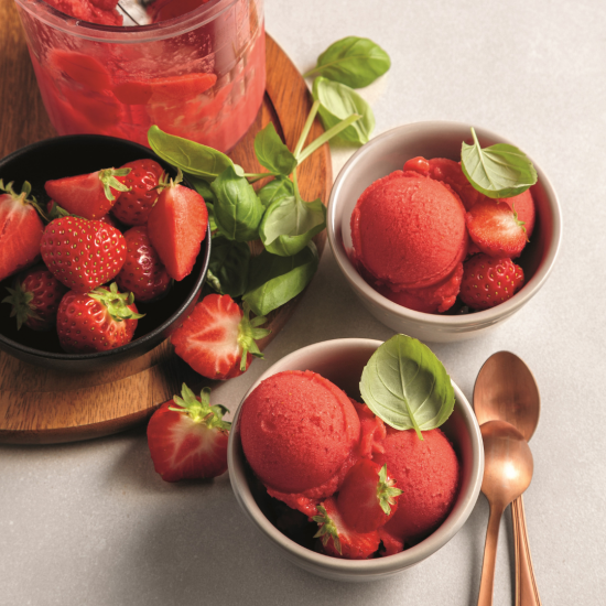 Sorbet fraises-basilic