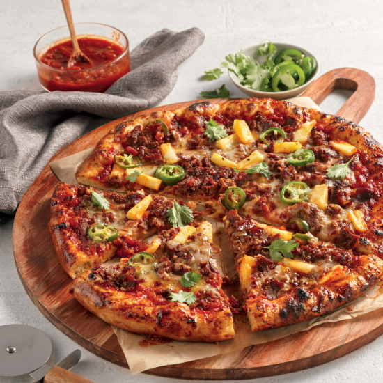 Pizza au steak barbecue